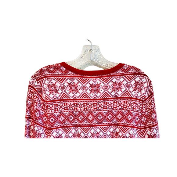 LANDS END Women's M Cardigan Sweater Nordic Snowflake Button Up Supima Cotton - Picture 6 of 8